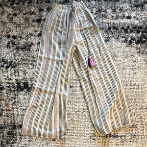 Sundry Cream and Black Casual Bottoms with Vertical Stripes